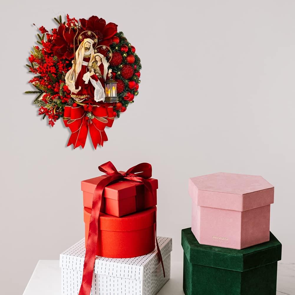 Amazon.co.jp: ライト付きキリスト降誕シーン クリスマスリース